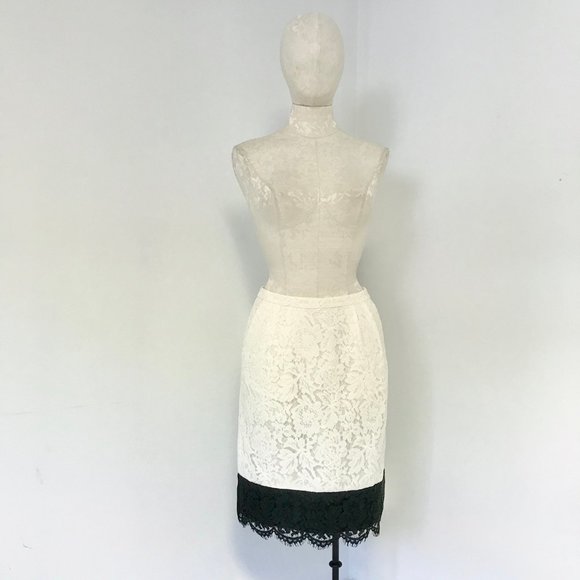 J Crew S Colorblock Lace Pencil Skirt White Black - Picture 13 of 16